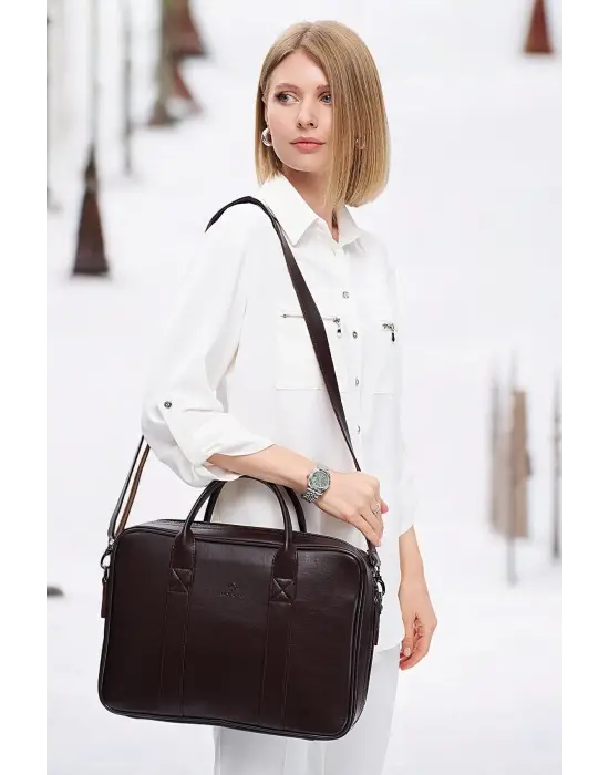 Macbook Fonksiyonel Organizer 13-14 İnç Kahverengi Notebook Laptop Evrak Çantası