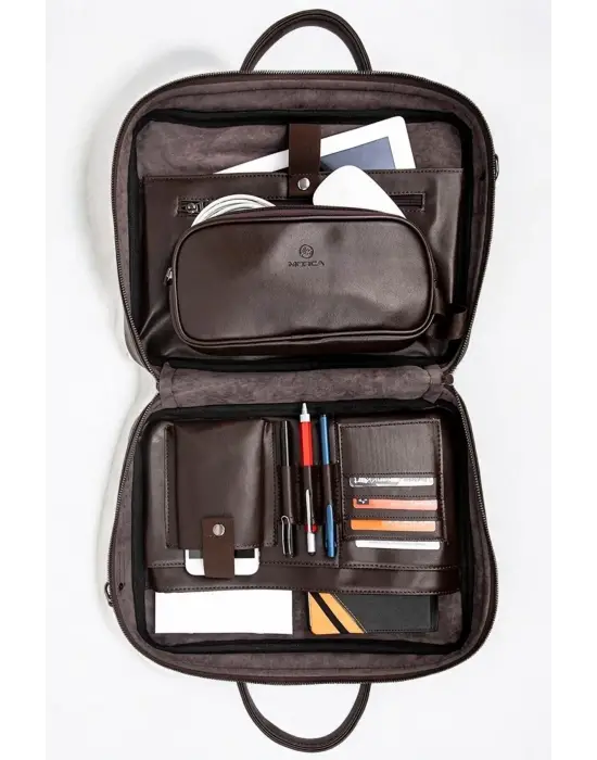 Macbook Fonksiyonel Organizer 13-14 İnç Kahverengi Notebook Laptop Evrak Çantası
