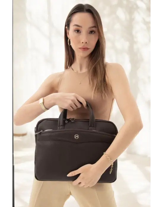 Omuz Askılı 13-14 İnç Kahverengi Notebook Laptop Evrak Çantası