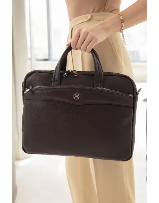 Omuz Askılı 13-14 İnç Kahverengi Notebook Laptop Evrak Çantası