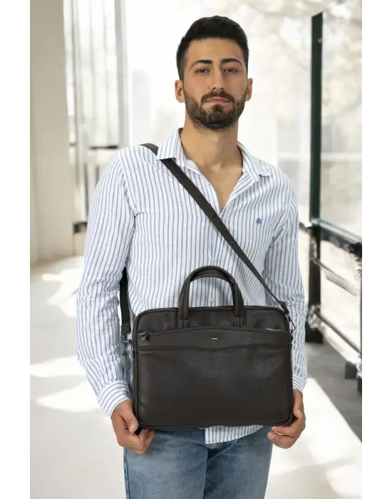 Omuz Askılı 13-14 İnç Kahverengi Notebook Laptop Evrak Çantası