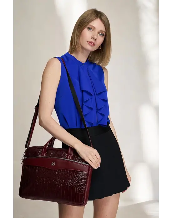 Omuz Askılı 13-14 İnç Bordo Notebook Laptop Evrak Çantası