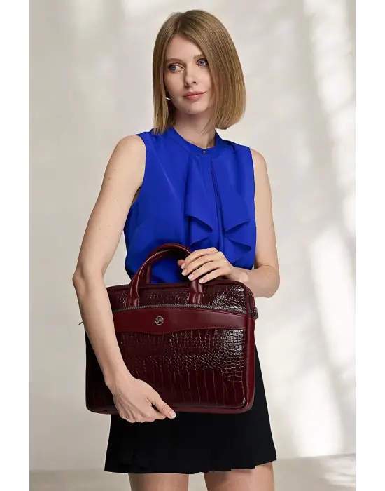 Omuz Askılı 13-14 İnç Bordo Notebook Laptop Evrak Çantası