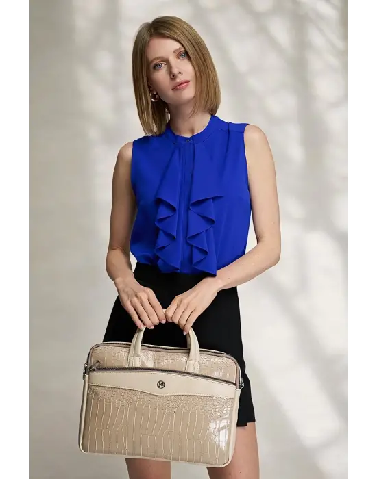 Omuz Askılı 13-14 İnç Bej Notebook Laptop Evrak Çantası