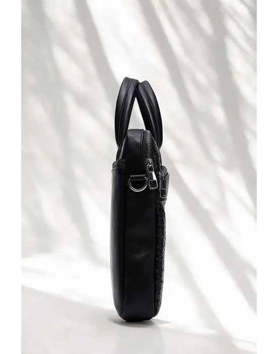 Omuz Askılı 13-14 İnç Hasır Siyah Notebook Laptop Evrak Çantası