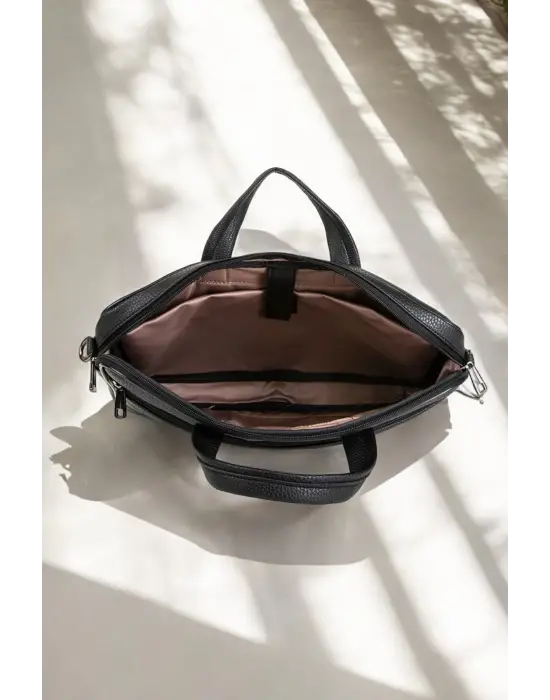 Omuz Askılı 13-14 İnç Hasır Siyah Notebook Laptop Evrak Çantası