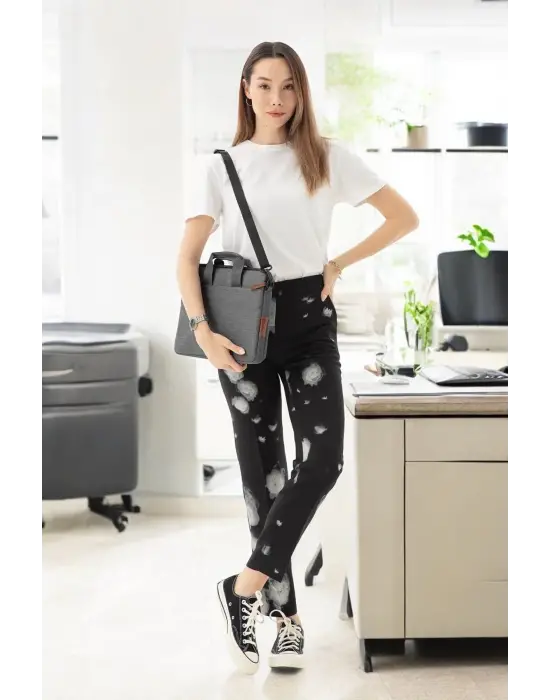 Su Geçirmez Kumaş 13-14 İnç Koyu Gri Evrak & Notebook Laptop Çantası