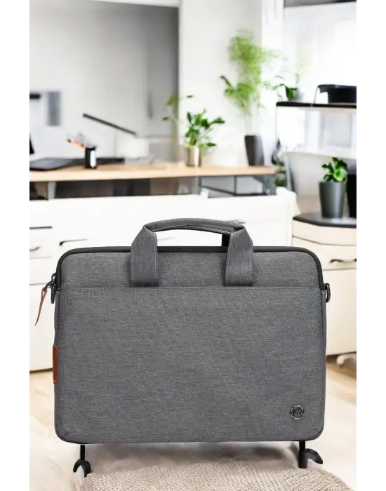 Su Geçirmez Kumaş 13-14 İnç Koyu Gri Evrak & Notebook Laptop Çantası