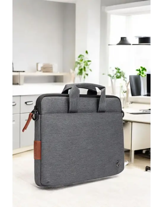 Su Geçirmez Kumaş 13-14 İnç Koyu Gri Evrak & Notebook Laptop Çantası