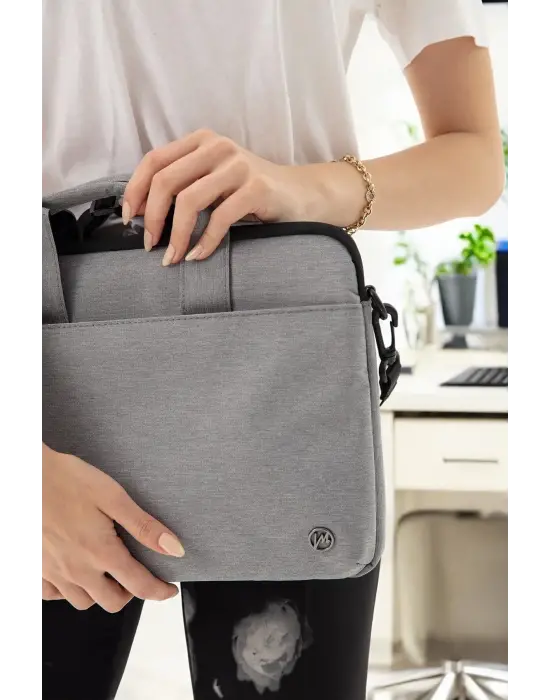 Su Geçirmez Kumaş 13-14 İnç Açık Gri Evrak & Notebook Laptop Çantası