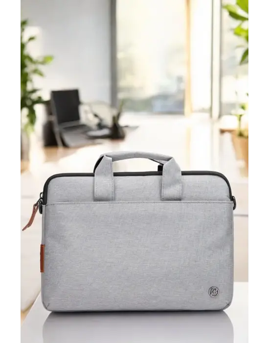 Su Geçirmez Kumaş 13-14 İnç Açık Gri Evrak & Notebook Laptop Çantası