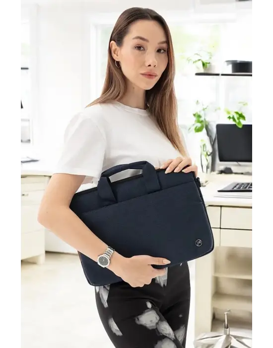 Su Geçirmez Kumaş 13-14 İnç Lacivert Evrak & Notebook Laptop Çantası