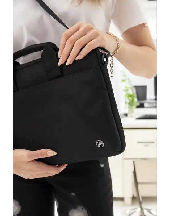 Su Geçirmez Kumaş 13-14 İnç Siyah Evrak & Notebook Laptop Çantası