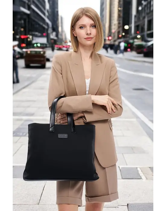Kadın Casual Su Geçirmez 13-14 İnç Siyah Evrak Notebook Laptop Çantası