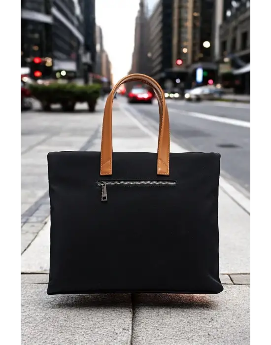 Kadın Casual Su Geçirmez 13-14 İnç Siyah- Taba Evrak Notebook Laptop Çantası