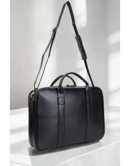Unisex Lüx Macbook Organizer 15.6-16 İnç Siyah Laptop Evrak Çantası