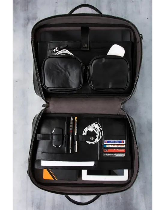 Unisex Lüx Macbook Organizer 15.6-16 İnç Siyah Laptop Evrak Çantası