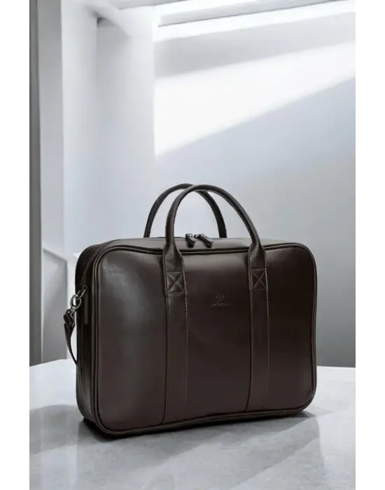 Unisex Lüx Macbook Organizer 15.6-16 İnç Kahverengi Laptop Evrak Çantası