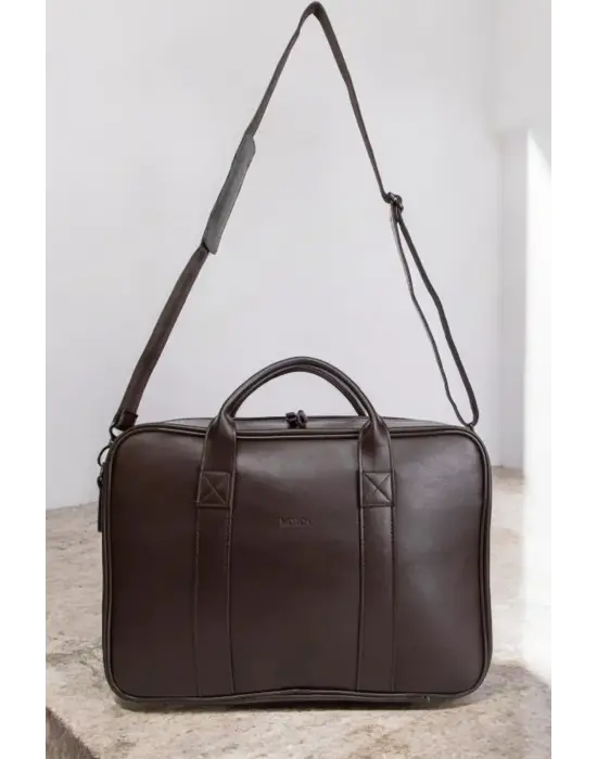 Unisex Lüx Macbook Organizer 15.6-16 İnç Kahverengi Laptop Evrak Çantası