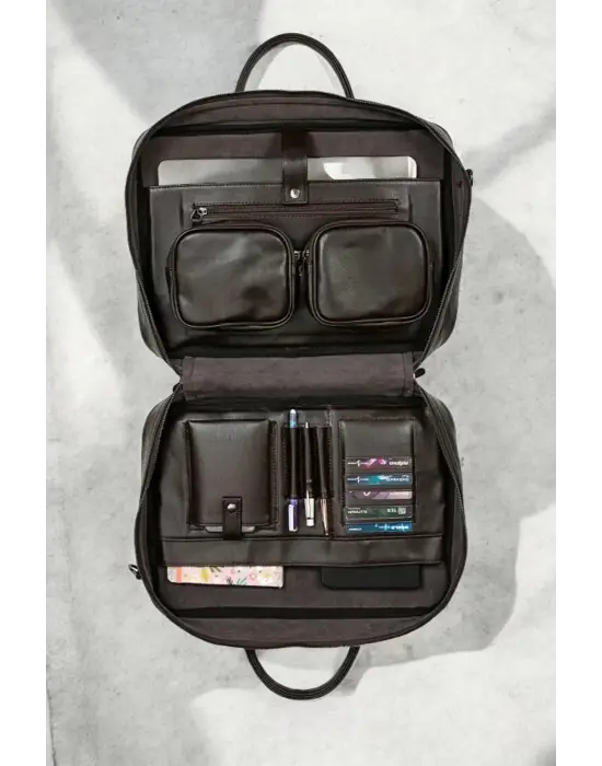 Unisex Lüx Macbook Organizer 15.6-16 İnç Kahverengi Laptop Evrak Çantası