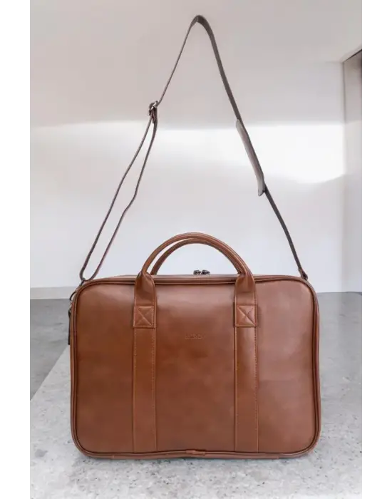 Unisex Lüx Macbook Organizer 15.6-16 İnç Taba Laptop Evrak Çantası