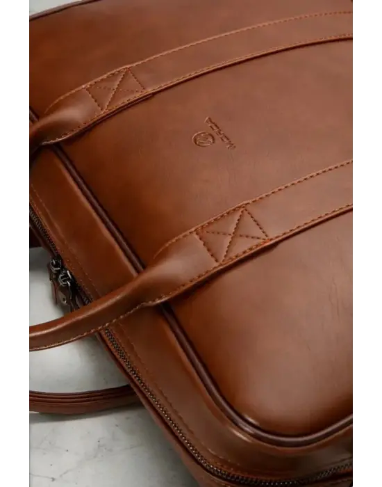 Unisex Lüx Macbook Organizer 15.6-16 İnç Taba Laptop Evrak Çantası