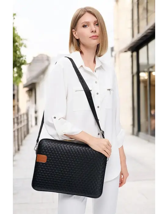 Hasır Lüx Macbook Air Pro 13.3-14 İnç Siyah Laptop Kılıfı