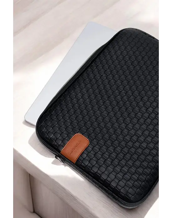Hasır Lüx Macbook Air Pro 13.3-14 İnç Siyah Laptop Kılıfı