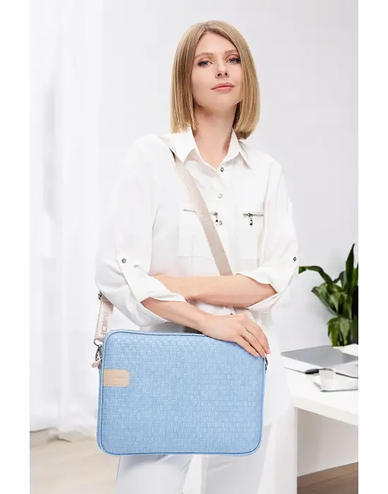 Hasır Lüx Macbook Air Pro 13.3-14 İnç Mavi Laptop Kılıfı