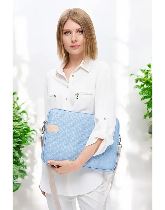 Hasır Lüx Macbook Air Pro 13.3-14 İnç Mavi Laptop Kılıfı