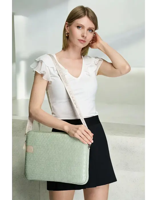 Hasır Lüx Macbook Air Pro 13.3-14 İnç Mint Laptop Kılıfı