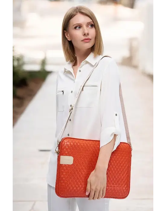 Hasır Lüx Macbook Air Pro 13.3-14 İnç Turuncu Laptop Kılıfı