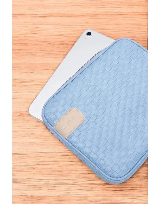 11 İnç iPad Air Pro, Matepad, Galaxy Hasır Mavi Tablet Kılıf Çantası