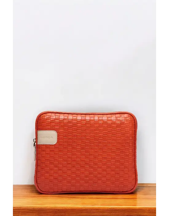 11 İnç iPad Air Pro, Matepad, Galaxy Hasır Turuncu Tablet Kılıf Çantası