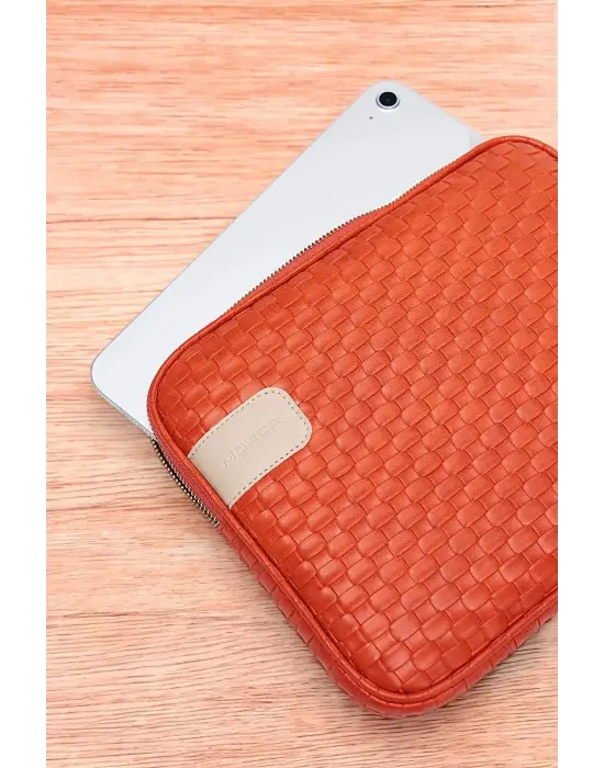 11 İnç iPad Air Pro, Matepad, Galaxy Hasır Turuncu Tablet Kılıf Çantası