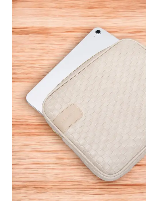 11 İnç iPad Air Pro, Matepad, Galaxy Hasır Bej Tablet Kılıf Çantası