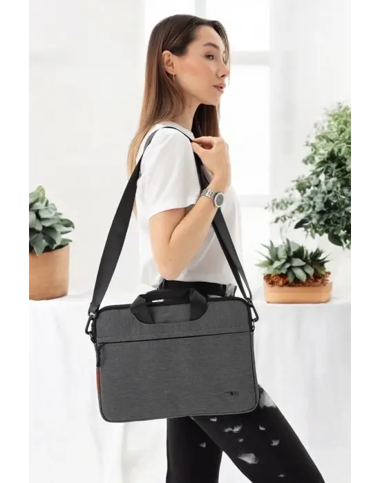 Su Geçirmez Kumaş Macbook Air Pro 13-14 inç Antrasit Laptop Evrak Çantası