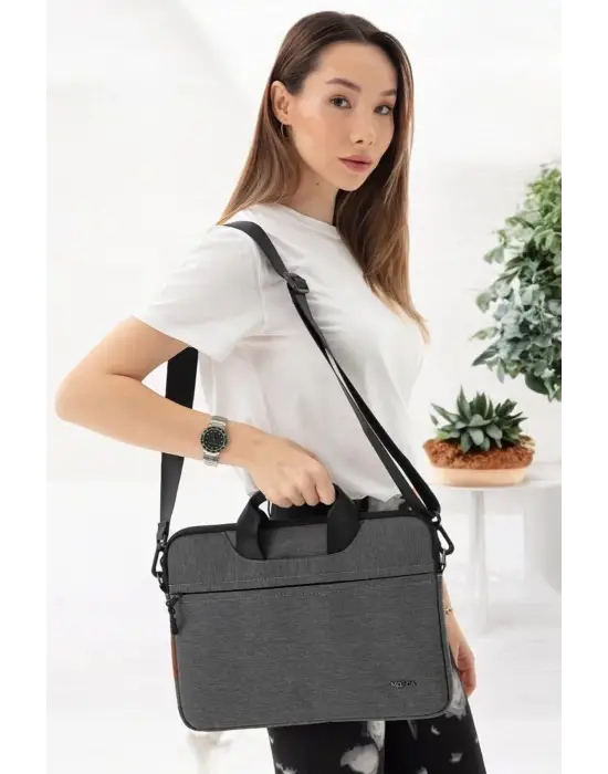 Su Geçirmez Kumaş Macbook Air Pro 13-14 inç Antrasit Laptop Evrak Çantası