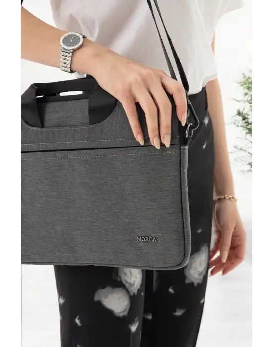 Su Geçirmez Kumaş Macbook Air Pro 13-14 inç Antrasit Laptop Evrak Çantası