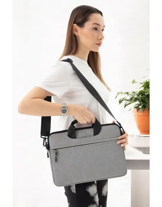 Su Geçirmez Kumaş Macbook Air Pro 13-14 inç Açık Gri Laptop Evrak Çantası