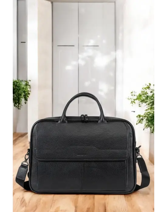 Lüx Hakiki Deri 14-15.6 İnç Siyah Laptop & Evrak Çantası