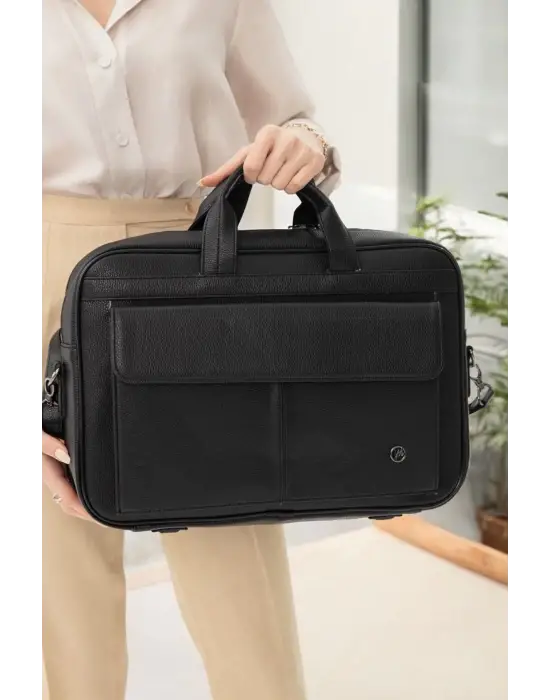 Lüx Kaliteli 16-17 inç Siyah Laptop Bölmeli Evrak Çantası