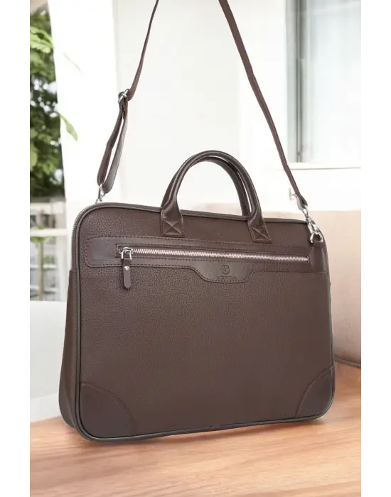 Omuz Askılı 14-15.6 inç Ofis Kahverengi Laptop Evrak Çantası