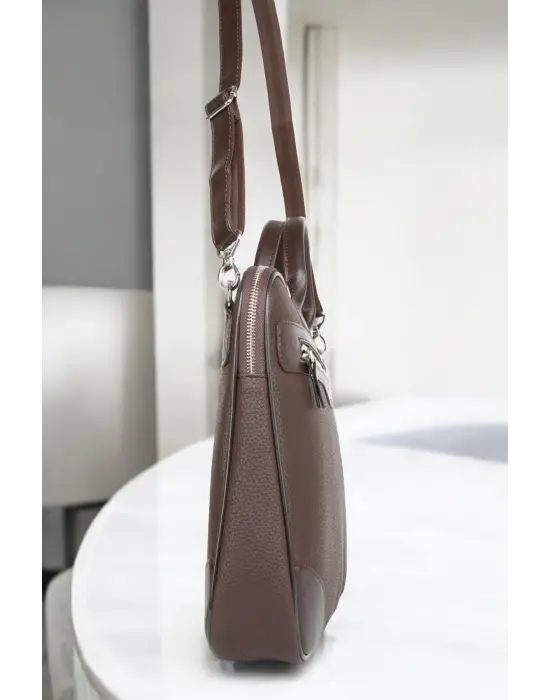 Omuz Askılı 14-15.6 inç Ofis Kahverengi Laptop Evrak Çantası