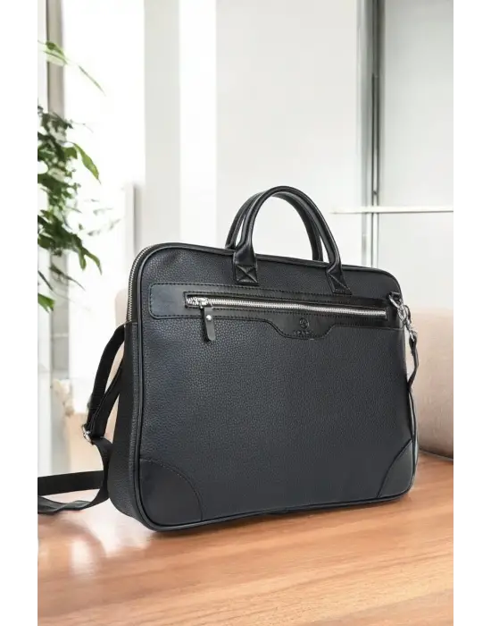Omuz Askılı 14-15.6 inç Ofis Siyah Laptop Evrak Çantası