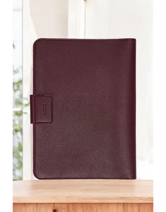 Lüx Macbook Air Pro 13-14 İnç Ofis Organizer Bordo Naturel Evrak & Laptop & Tablet Çantası