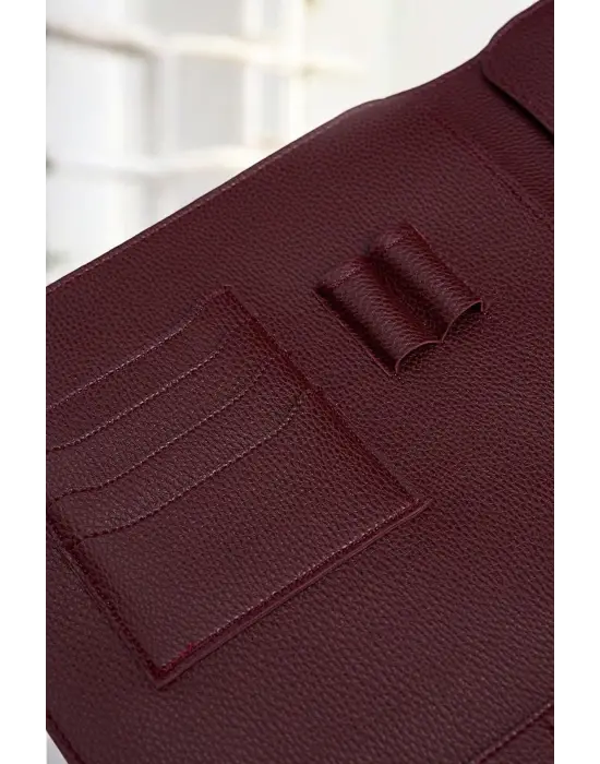 Lüx Macbook Air Pro 13-14 İnç Ofis Organizer Bordo Naturel Evrak & Laptop & Tablet Çantası