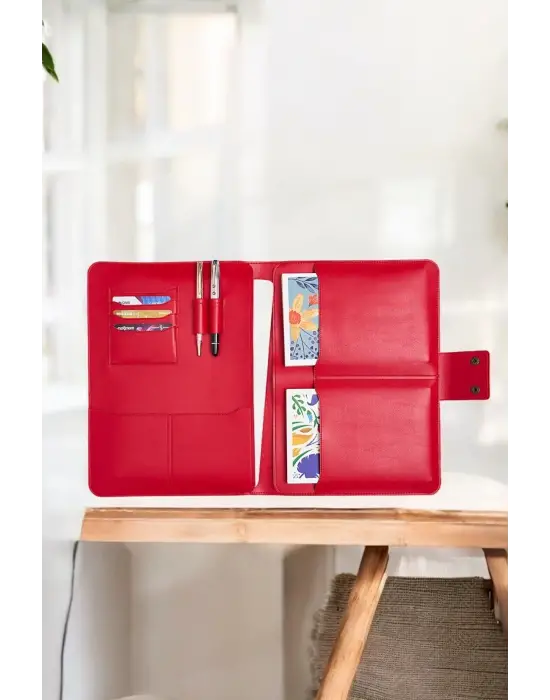 Lüx Macbook Air Pro 13-14 İnç Ofis Organizer Kırmızı Evrak & Laptop & Tablet Çantası