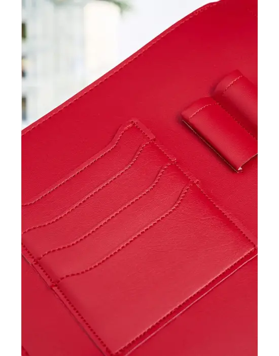 Lüx Macbook Air Pro 13-14 İnç Ofis Organizer Kırmızı Evrak & Laptop & Tablet Çantası