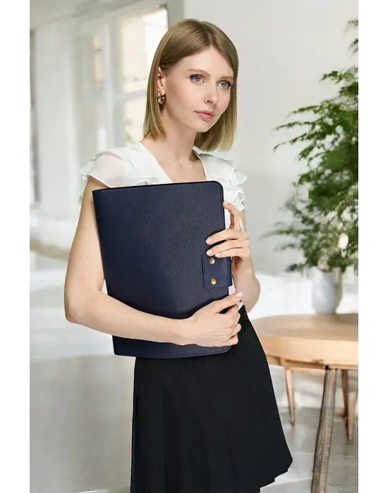 Lüx Macbook Air Pro 13-14 İnç Ofis Organizer Lacivert Evrak & Laptop & Tablet Çantası